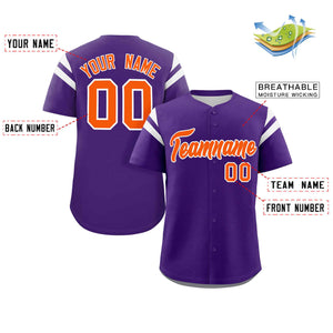 Custom Purple Orange-White Classic Style Personalized Full Button Authentic Baseball Jersey