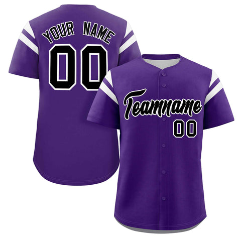 Custom Purple Black-White Classic Style Personalized Full Button Authentic Baseball Jersey