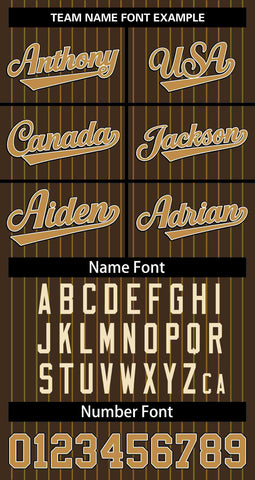 Custom Brown Gold Stripe Fashion Design Full Button Authentic Baseball Jersey