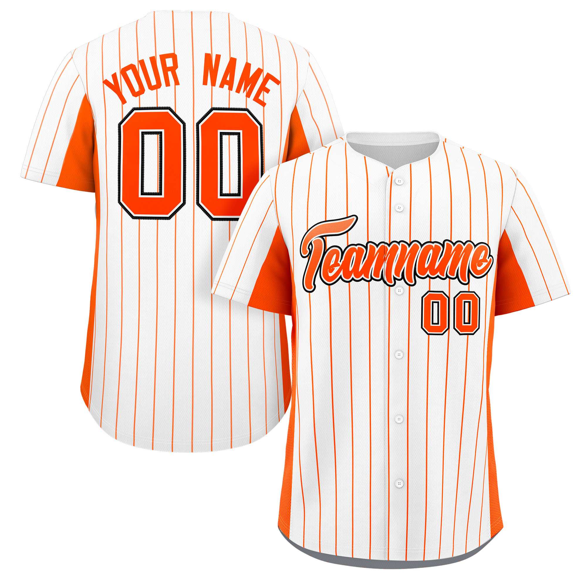 Custom White Orange Stripe Fashion Design Full Button Authentic Baseball Jersey