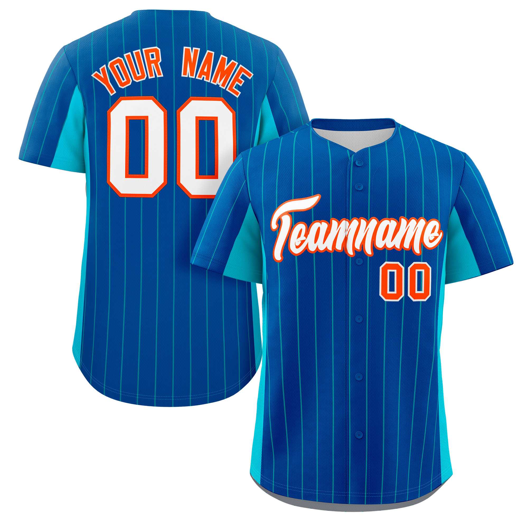 Custom Royal Sky Blue-White Stripe Fashion Design Full Button Authentic Baseball Jersey