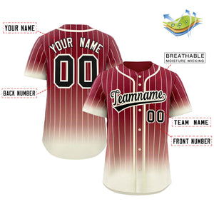 Custom Crimson Cream-Black Gradient Stripe Fashion Authentic Baseball Jersey