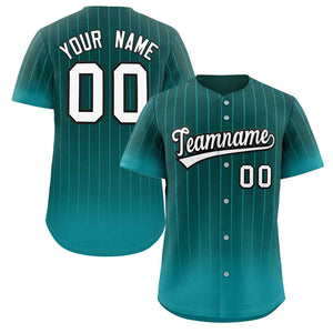 Custom Aqua white-Black Gradient Stripe Fashion Authentic Baseball Jersey