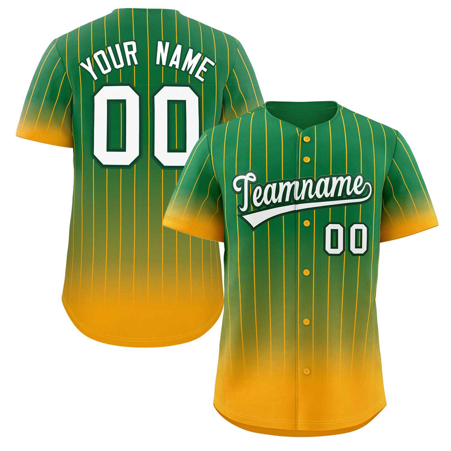 Maillot de baseball personnalisé à rayures dégradées jaune-blanc, à la mode, authentique