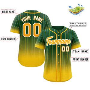 Custom Green Gold-White Gradient Stripe Fashion Authentic Baseball Jersey