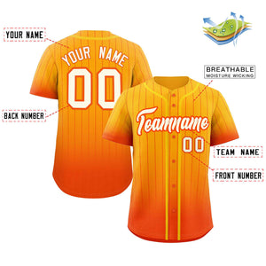 Maillot de baseball personnalisé à rayures dégradées jaune orange-blanc, mode authentique