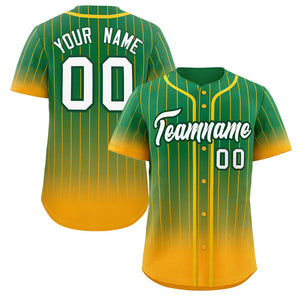 Maillot de baseball personnalisé à rayures dégradées jaune-blanc, à la mode, authentique