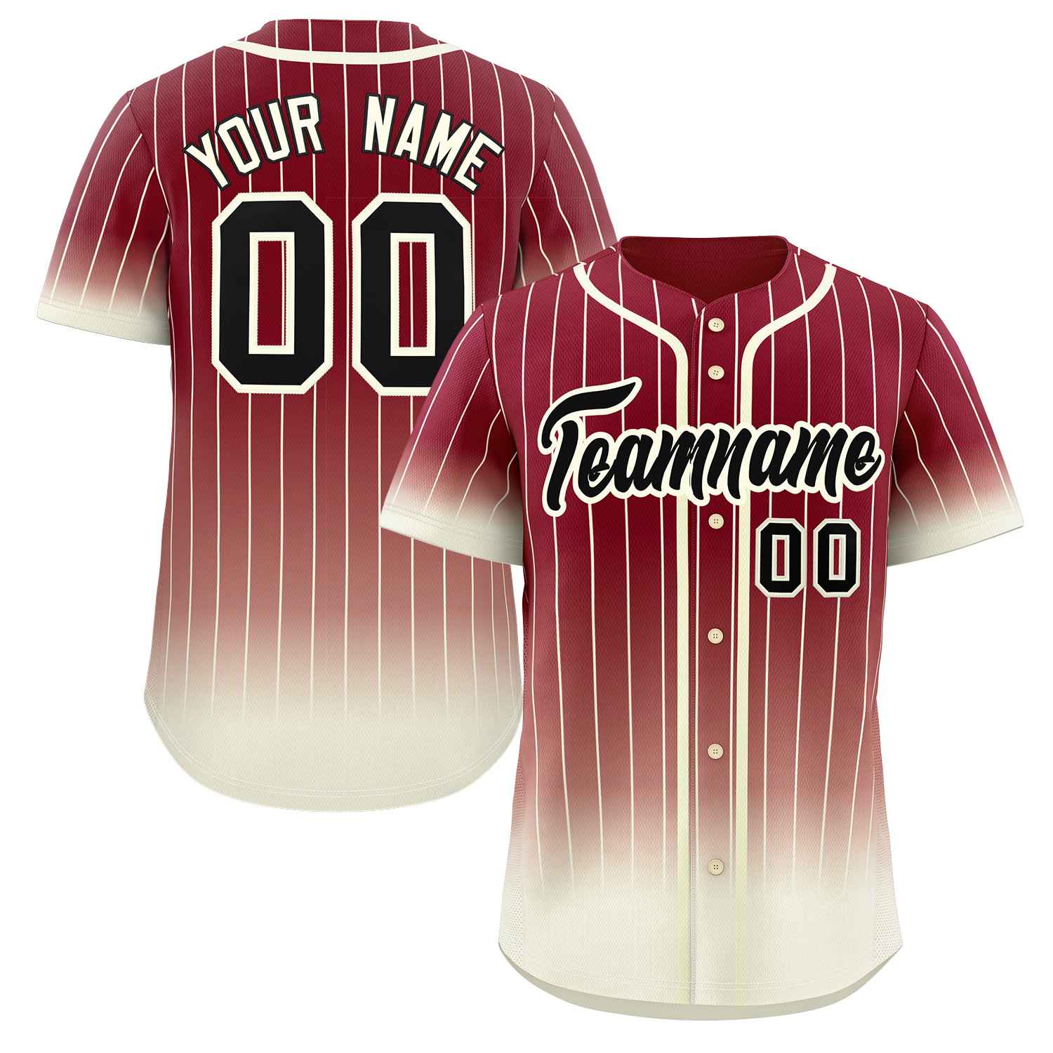 Custom Crimson Cream-Black Gradient Stripe Fashion Authentic Baseball Jersey