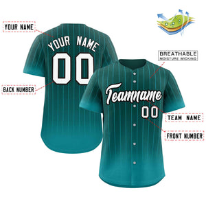 Maillot de baseball personnalisé à rayures dégradées blanc-noir Aqua, à la mode, authentique