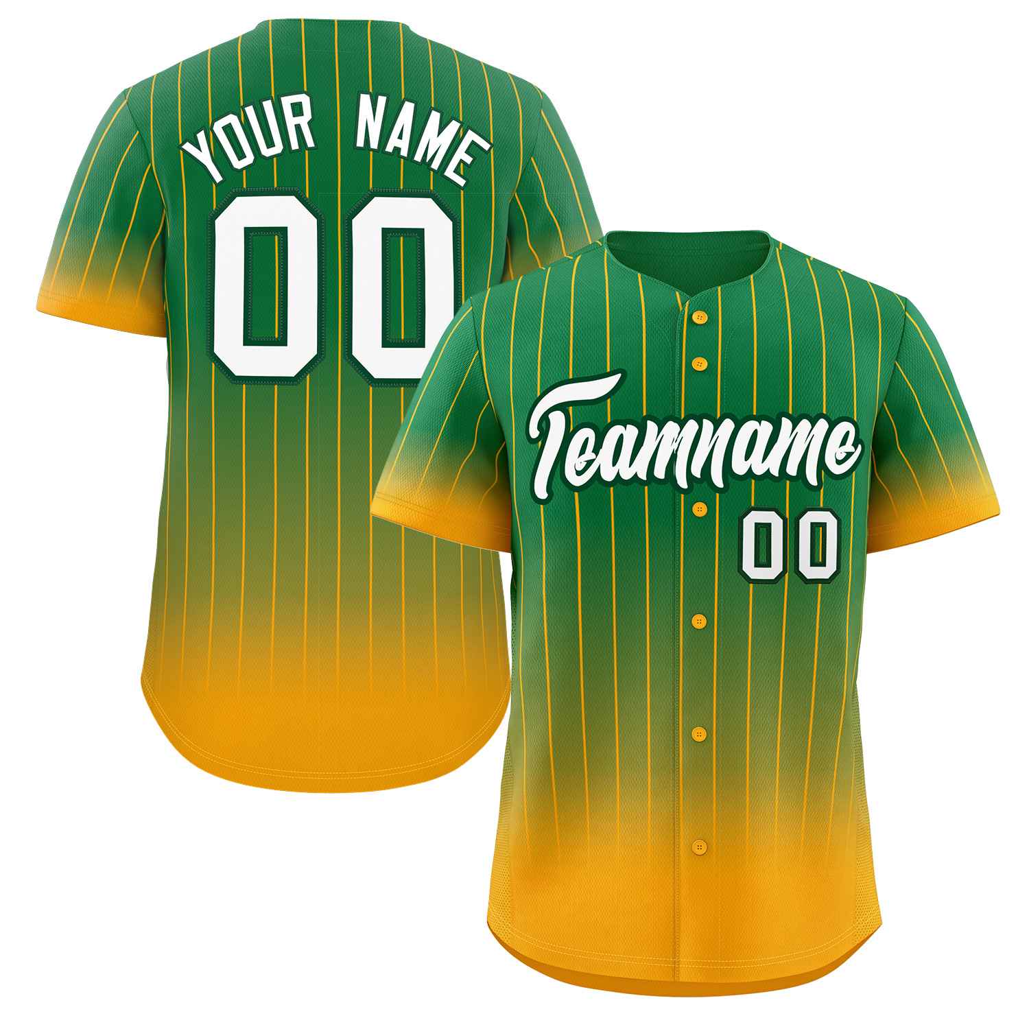 Maillot de baseball personnalisé à rayures dégradées jaune-blanc, à la mode, authentique