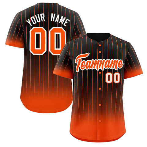 Custom Black Orange-White Gradient Stripe Fashion Authentic Baseball Jersey