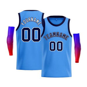 Custom Blue Navy-White Classic Tops Men Casual Bull Basketball Jersey