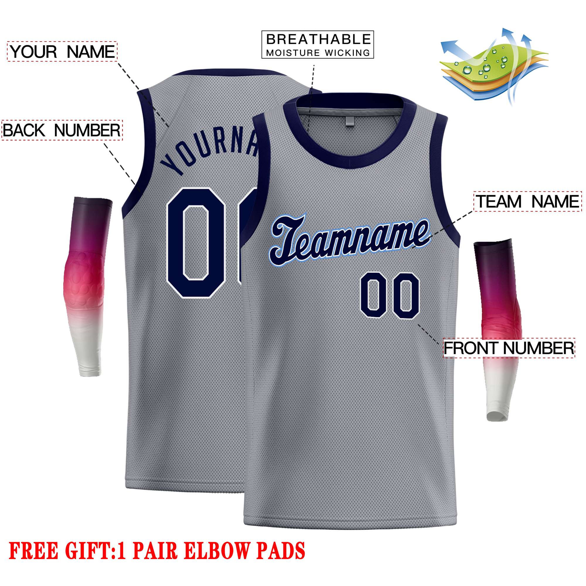 Custom Dark Gray Navy-White Classic Tops Casual Basketball Jersey