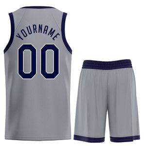 Maillot de basket-ball personnalisé gris marine, ensembles classiques