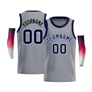 Custom Gray Light Blue-White Classic Tops Men Casual Bull Basketball Jersey