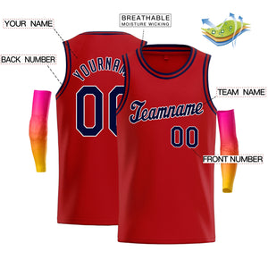 Custom Red Navy White-Navy Classic Tops Basketball Jersey