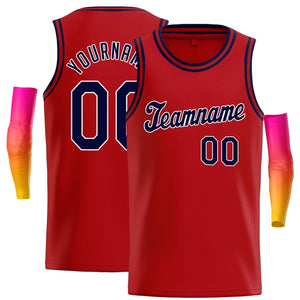 Custom Red Navy White-Navy Classic Tops Basketball Jersey