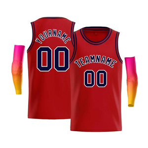 Custom Red White-Navy Classic Tops Men Casual Bull Basketball Jersey