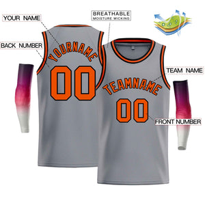 Maillot de basket-ball Bull décontracté pour hommes, haut classique personnalisé gris noir-Orange