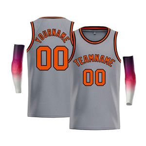 Maillot de basket-ball Bull décontracté pour hommes, haut classique personnalisé gris noir-Orange