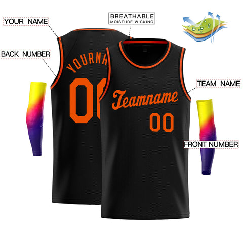 Custom Black Orange Classic Tops Athletic Casual Basketball Jersey