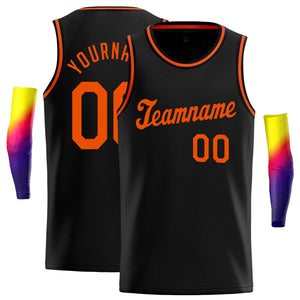 Maillot de basket-ball décontracté, personnalisé, noir, Orange, classique, athlétique