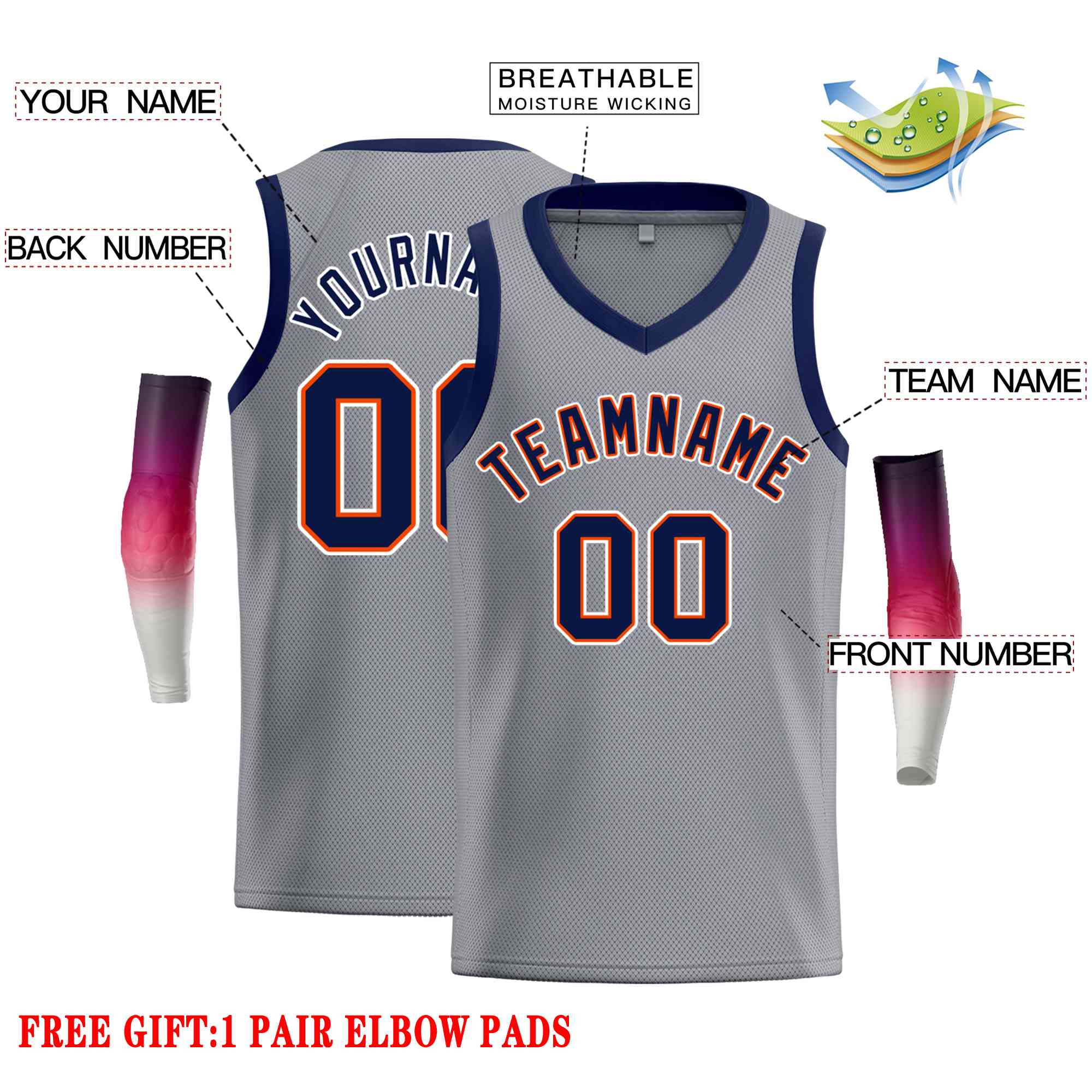 Custom Dark Gray Navy-Orange Classic Tops Men Casual Basketball Jersey