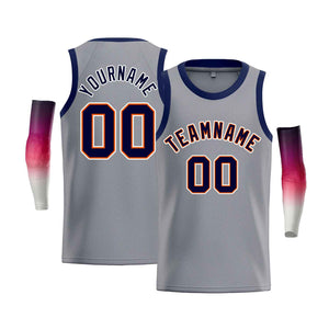 Custom Gray White-Orange Classic Tops Men Casual Bull Basketball Jersey