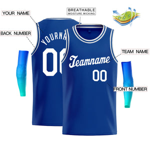 Custom Blue White Classic Tops Athletic Basketball Jersey