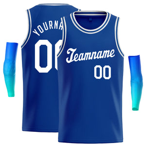 Custom Blue White Classic Tops Athletic Basketball Jersey