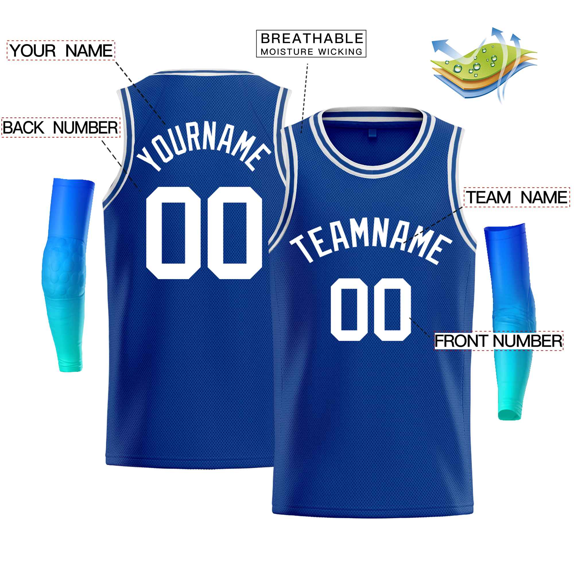 Custom Royal White Classic Tops Men Casual Bull Basketball Jersey