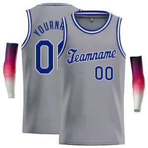 Custom Gray Royal-White Classic Tops Tank Top Basketball Jersey