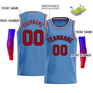 Maillot de basket-ball Bull décontracté pour hommes, haut classique personnalisé bleu clair marine-rouge