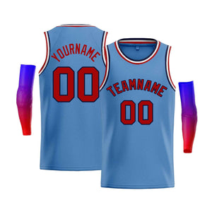 Maillot de basket-ball Bull décontracté pour hommes, haut classique personnalisé bleu clair marine-rouge