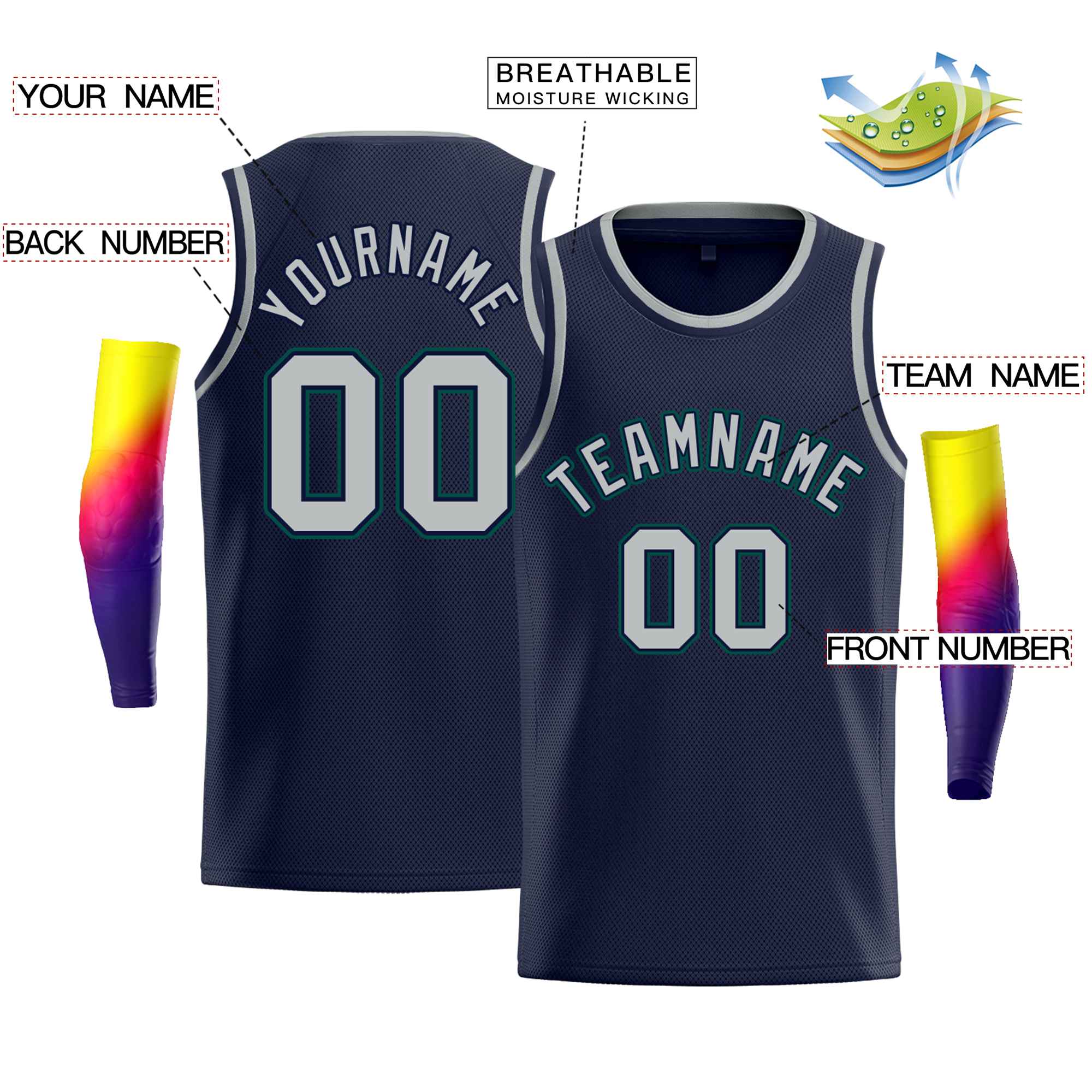 Custom Navy Kelly Green-Navy Classic Tops Men Casual Bull Basketball Jersey