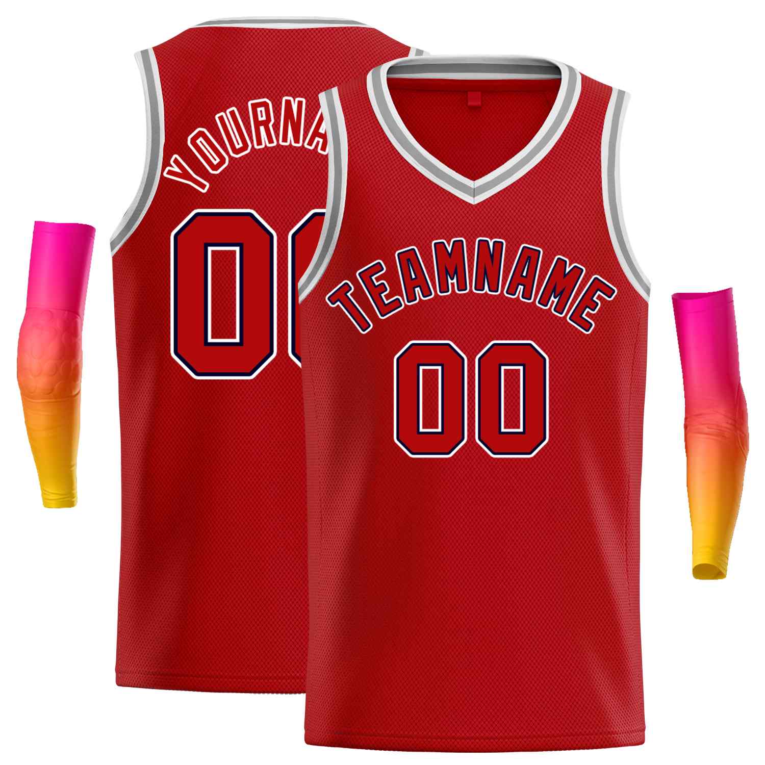 Maillot de basket-ball décontracté pour hommes, haut classique rouge rouge-blanc personnalisé