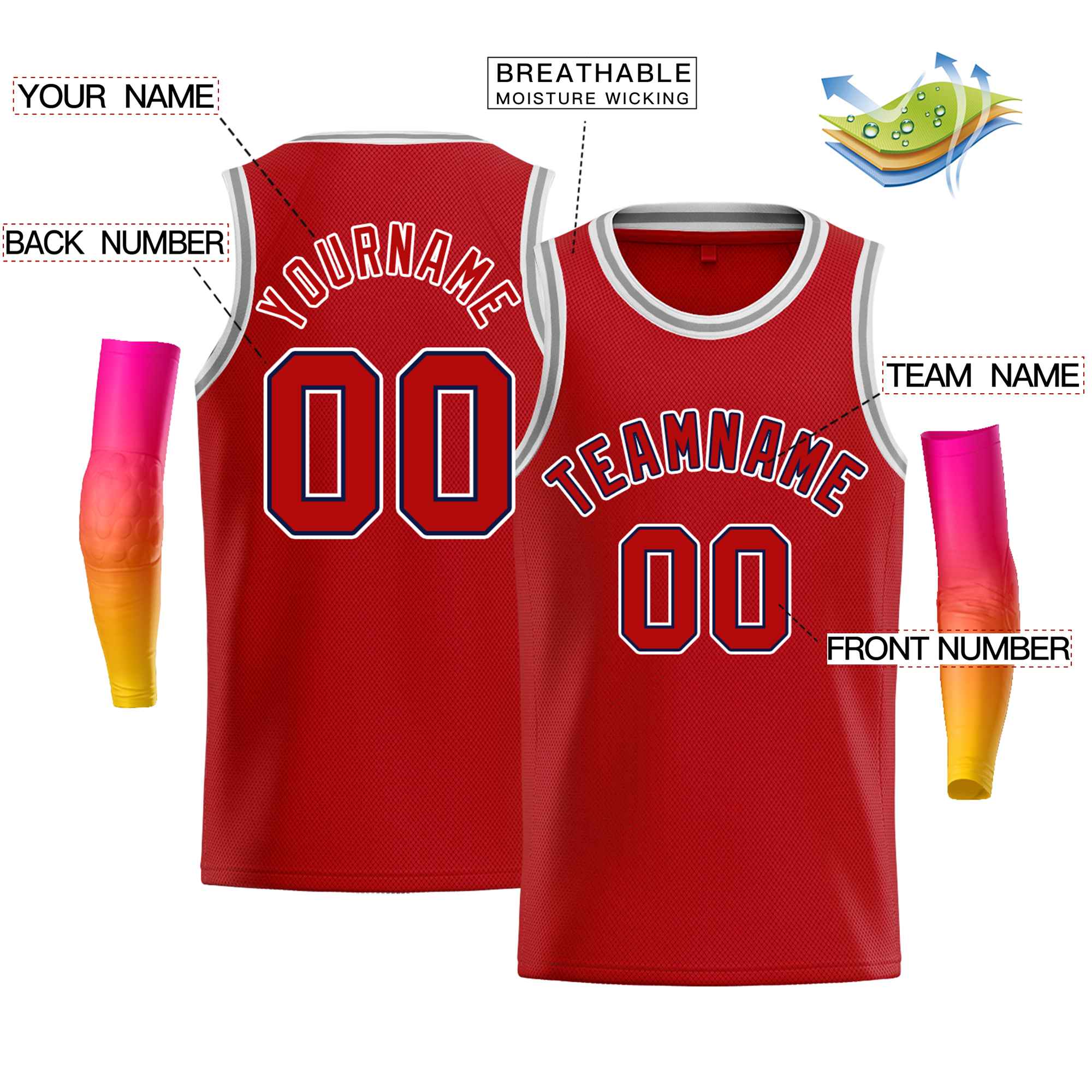 Custom Red White-Royal Classic Tops Men Casual Bull Basketball Jersey