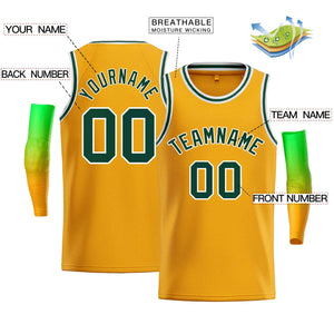 Maillot de basket-ball personnalisé pour hommes, haut classique, or, blanc, vert Kelly, décontracté, Bull