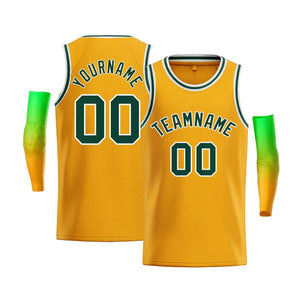 Maillot de basket-ball personnalisé pour hommes, haut classique, or, blanc, vert Kelly, décontracté, Bull