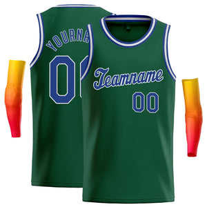 Maillot de basket-ball classique vert Royal-blanc personnalisé, vêtements de sport à la mode