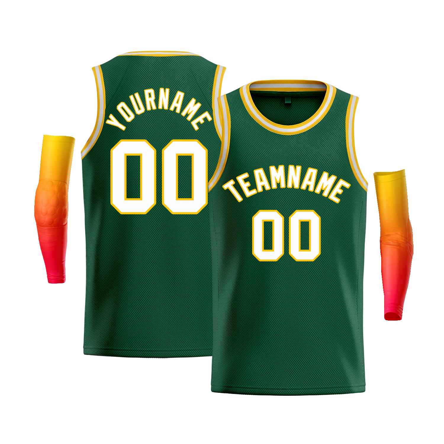 Custom Green Yellow-White Classic Tops Men Casual Bull Basketball Jersey