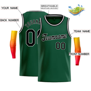 Custom Green Black-White Classic Tops Athletic Basketball Jersey