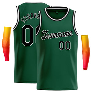 Custom Green Black-White Classic Tops Athletic Basketball Jersey