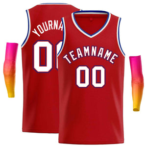 Custom Red White-Royal Classic Tops Men Casual Basketball Jersey