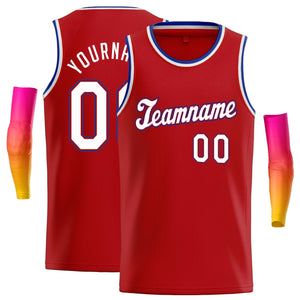 Custom Red White-Royal Classic Tops Athletic Basketball Jersey