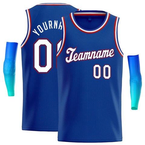 Custom Blue Royal-Red Classic Tops Athletic Basketball Jersey