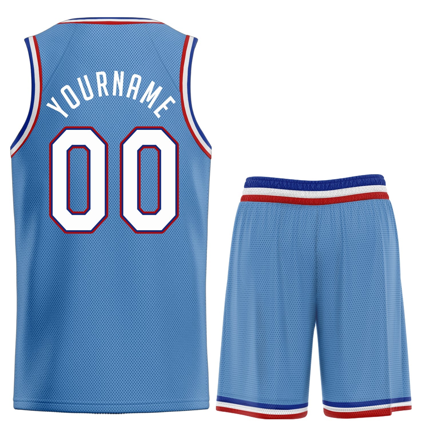 Maillot de basket-ball personnalisé bleu clair et blanc, ensembles classiques