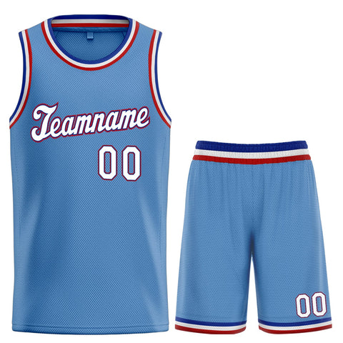 Custom Light Blue White Classic Sets Basketball Jersey