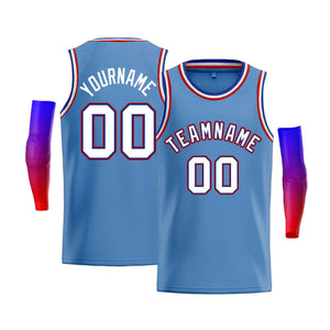 Maillot de basket-ball Bull, personnalisé, bleu clair, rouge-Royal, classique, décontracté, pour hommes