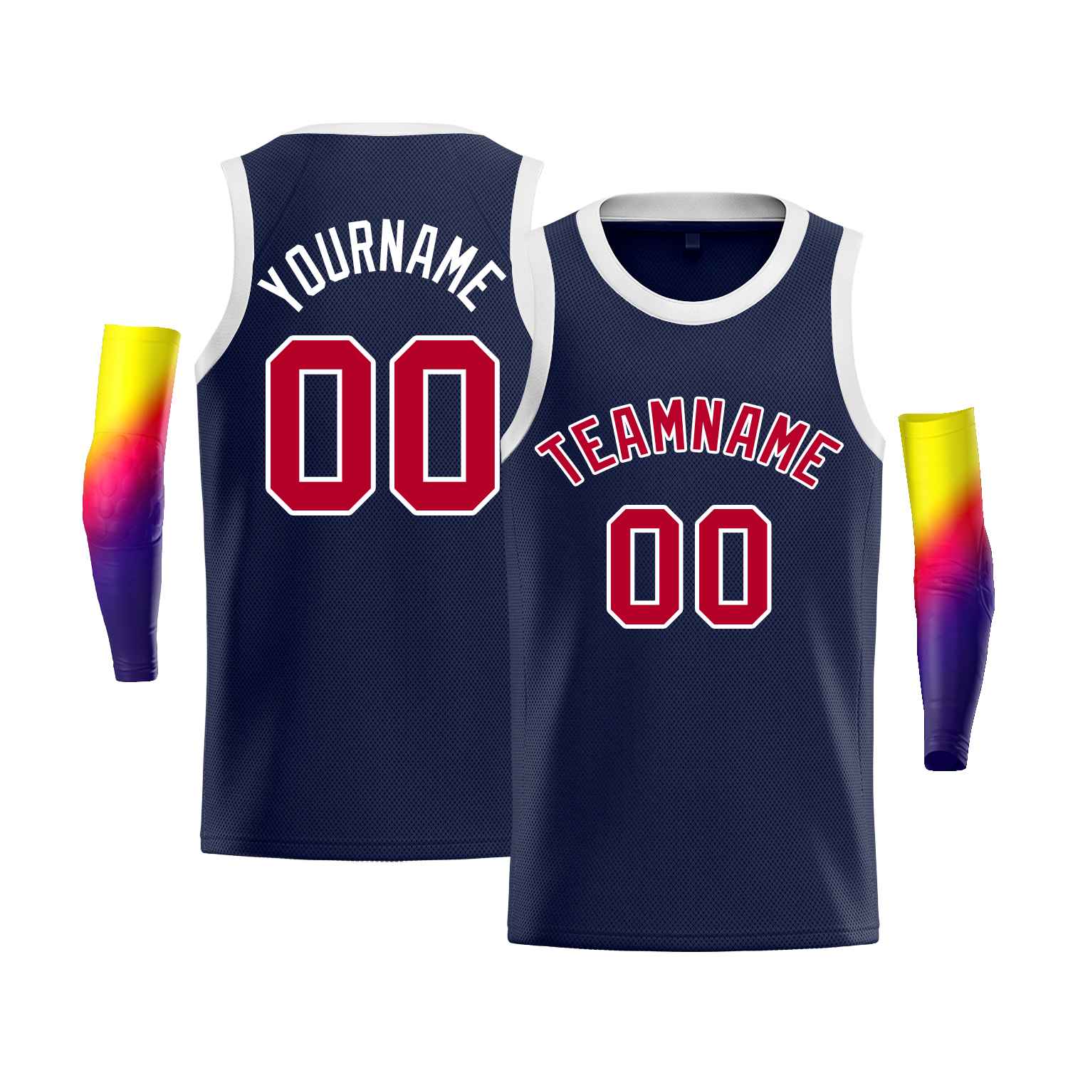 Custom Navy White-Red Classic Tops Men Casual Bull Basketball Jersey